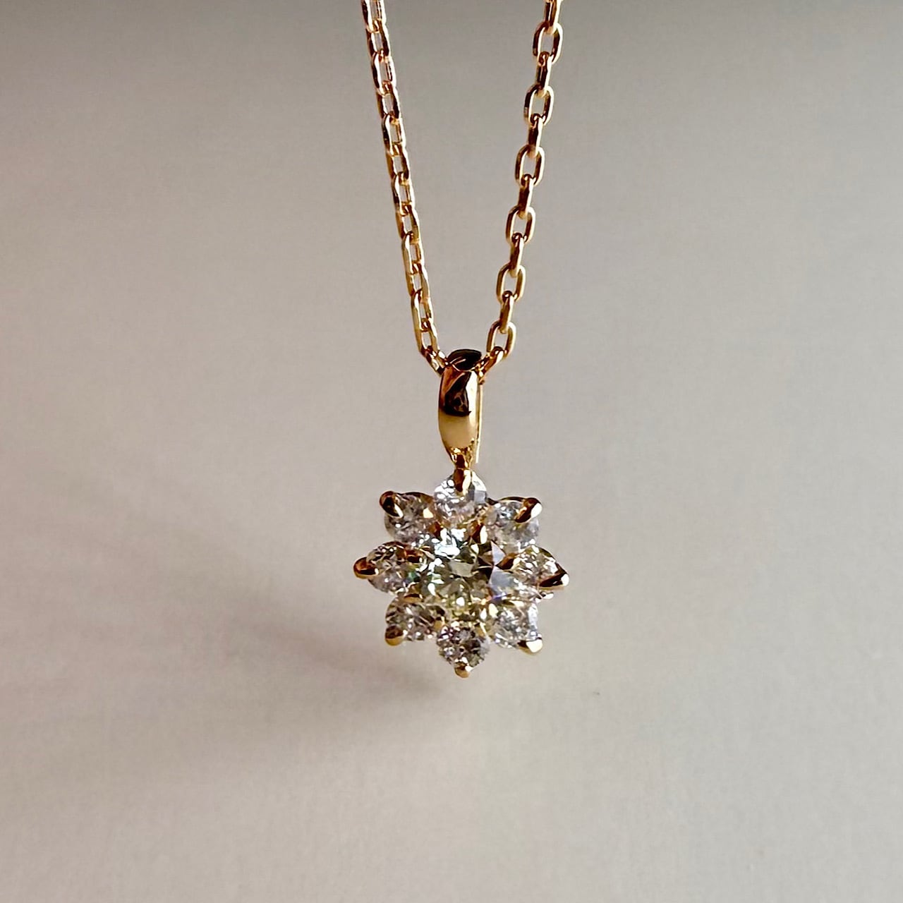 ハート&キューピッドカット ダイヤモンド ペンダント 0.18ct K18イエローゴールド チェカ 鑑別書付