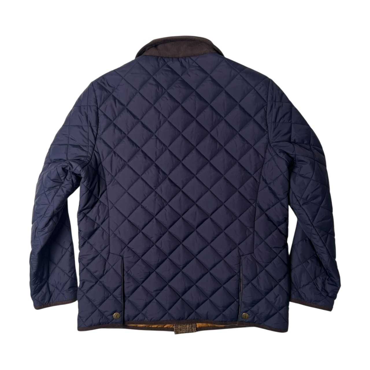 Harris Tweed ハリスツイード 3M リバーシブル キルティングジャケット L/ネイビー ベージュ/くるみボタン