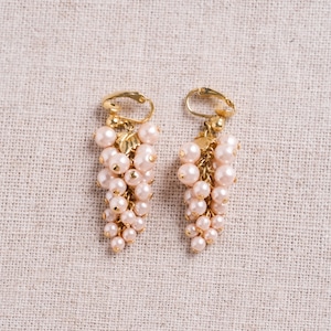 Valentine's Day Marche: Grape motif pink costume pearl earrings