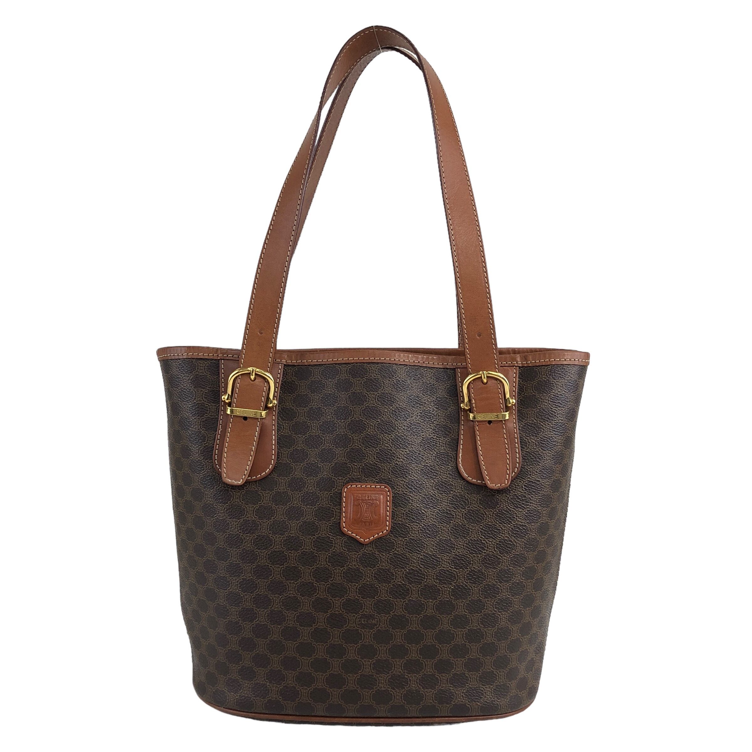 CELINE セリーヌ マカダム ショルダーバッグ ブラウン ブラゾン型押し  