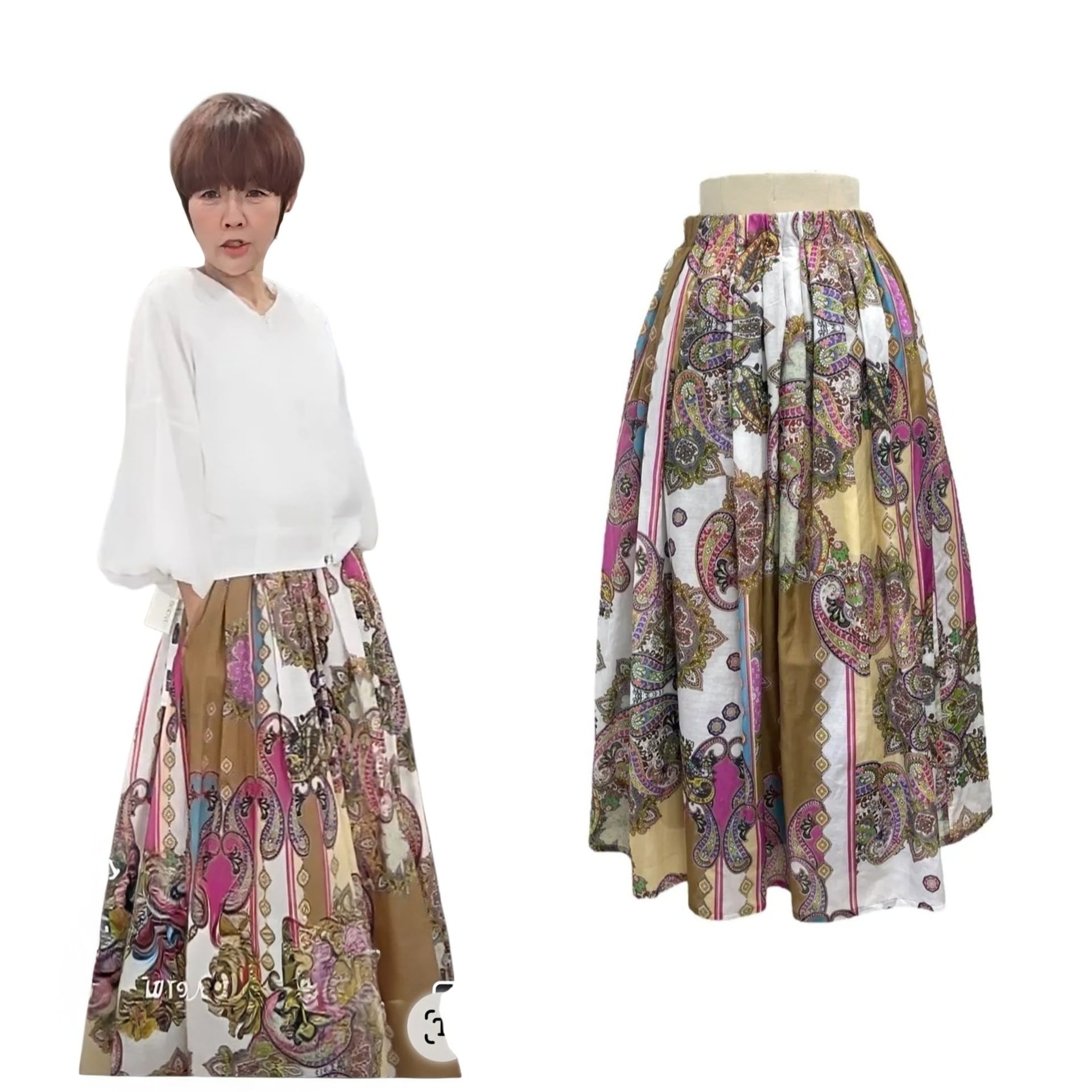 ⭐限定商品⭐【ayane】インポート生地プリントギャザースカート 825523