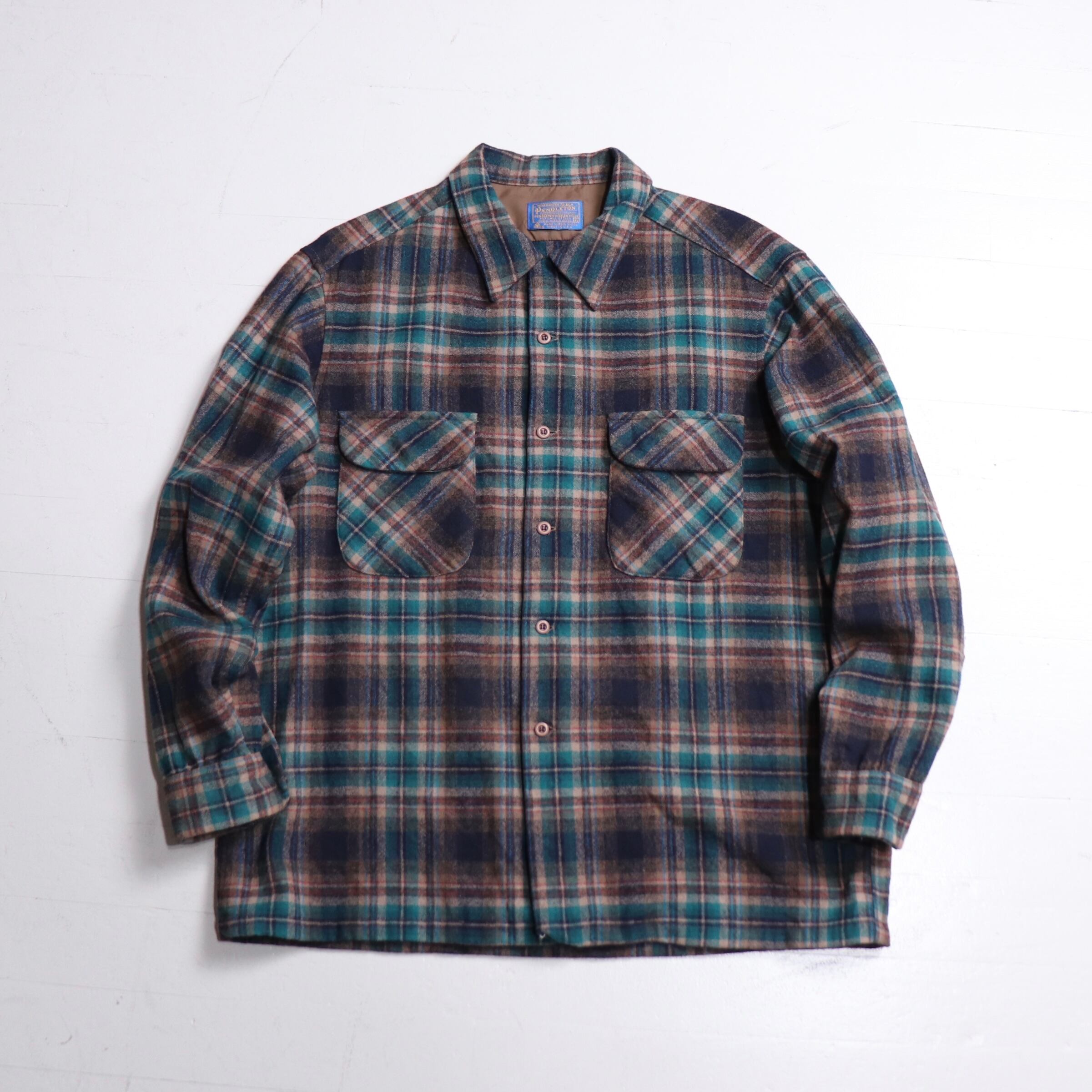 1970's “PENDLETON” Checked Wool Shirt XL