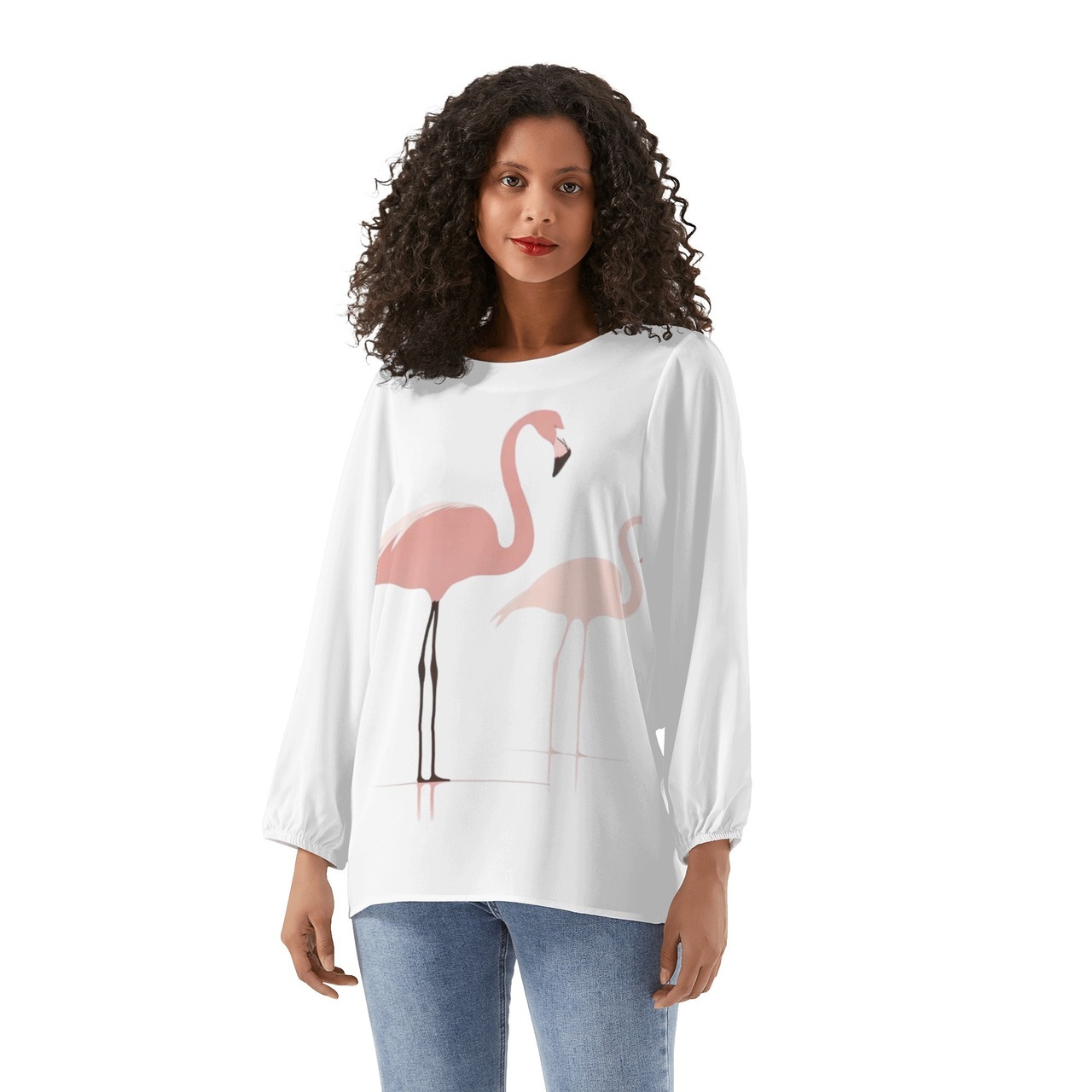 Women's Long-Sleeve Chiffon Blouse 4844