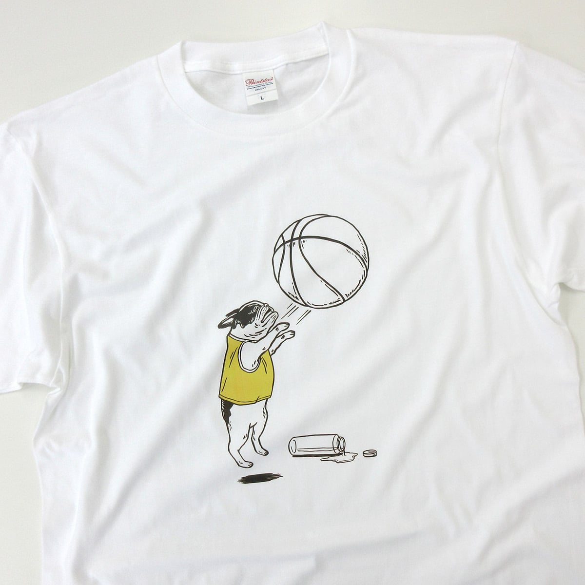 フレブル バスケ シュート Tシャツ dog35 イラスト 犬 フレンチ