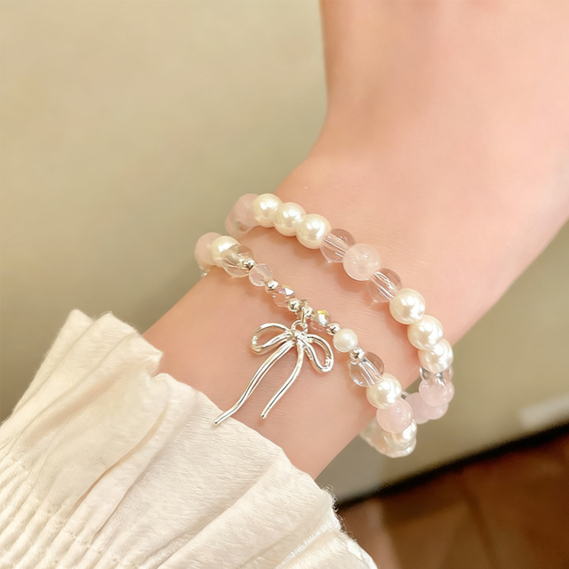 ZJ優しいピンクパールリボンブレスレット 2s
