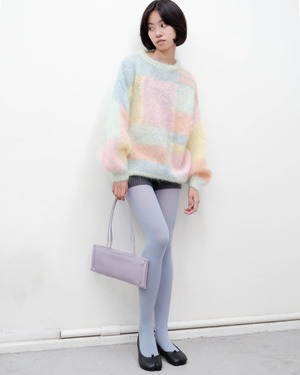 1980s Euro vintage - geometric hand knitted fluffy mohair sweater