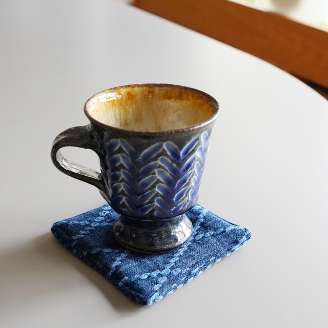 うしじま縫製　|　武州正藍染　正方形リバーシブルコースター　二重刺子