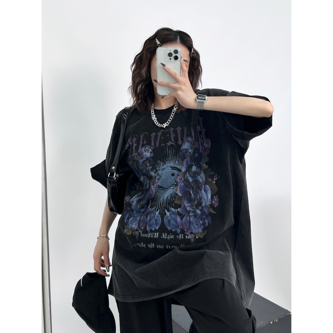 VINTAGE ストリート 蛇と花 Tシャツ T131