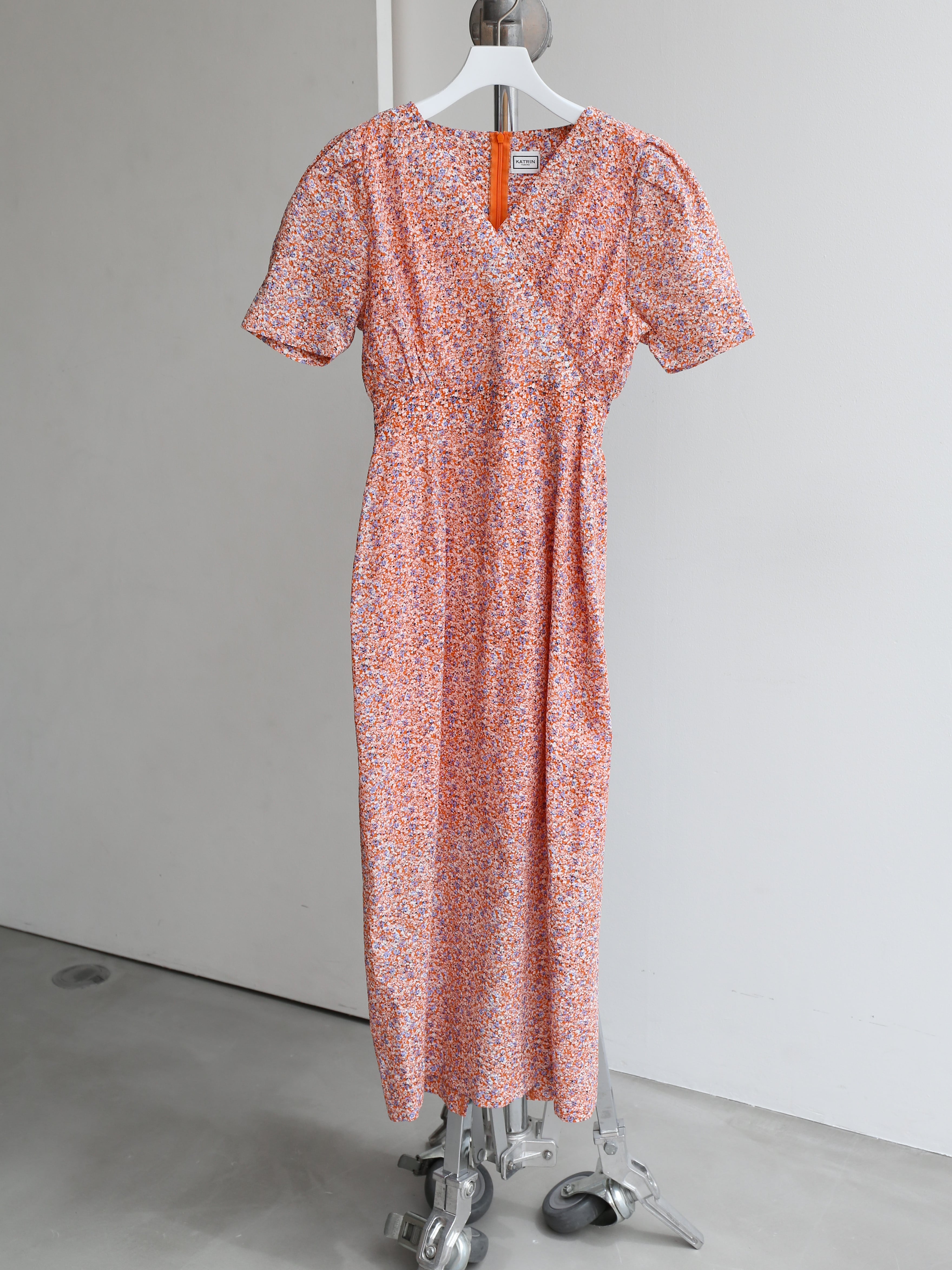 v-neck maxi onepiece（flower-coral） | Cara by Katrin TOKYO