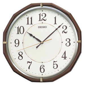 【人気】セイコークロック(Seiko Clock) 掛け時計 電波 アナログ 茶メタリック 305×305×47mm KX274B