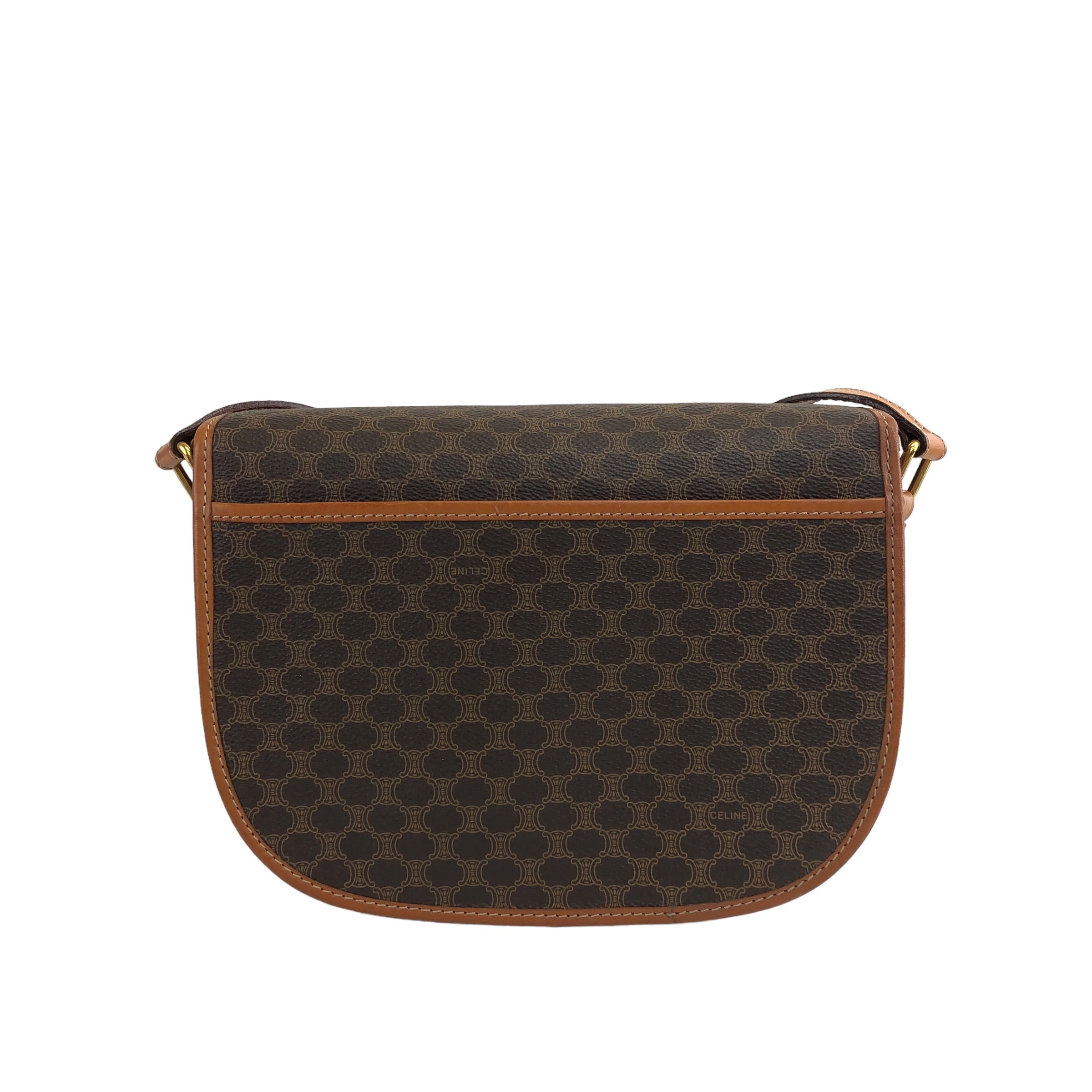 ⭐️SALE⭐️ セリーヌ　ショルダーバッグ　マカダム柄 フラップ　PVC レザー CELINE セリーヌ マカダム ショルダーバッグ ブラウン ブラゾン型押し