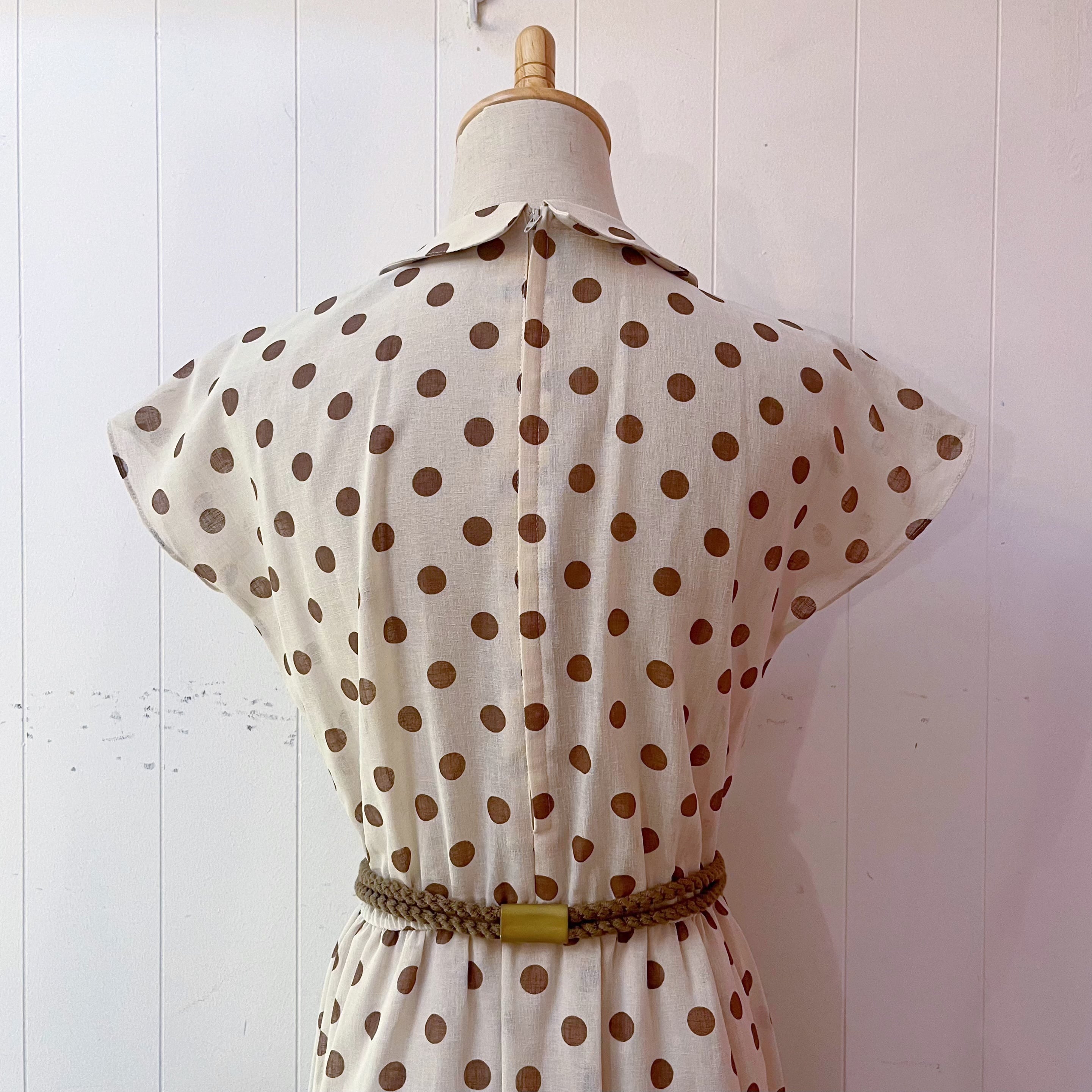 shell belt brown dot one-piece