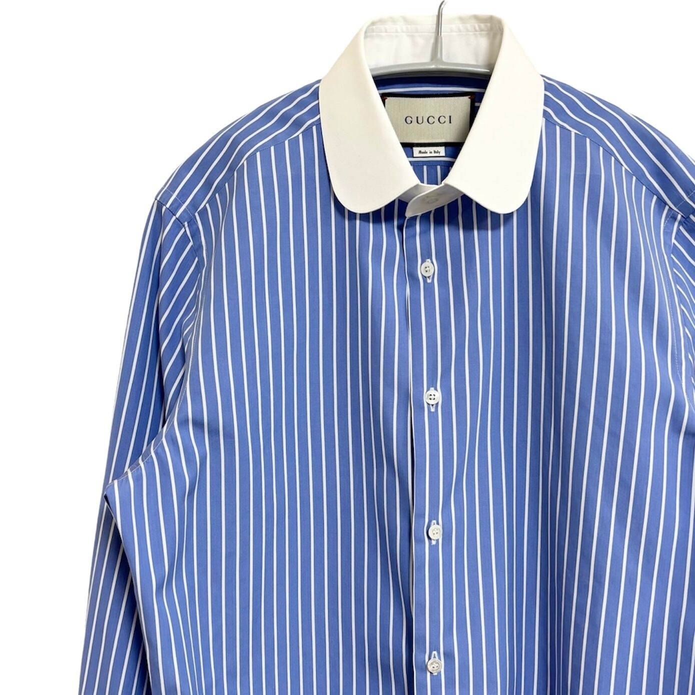 中古 GUCCI グッチ シャツ クレリックシャツ ラウンドカラー 長袖 