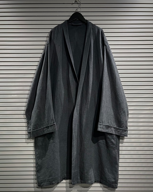 【X VINTAGE】Gray Color Vintage Linen Long Gown