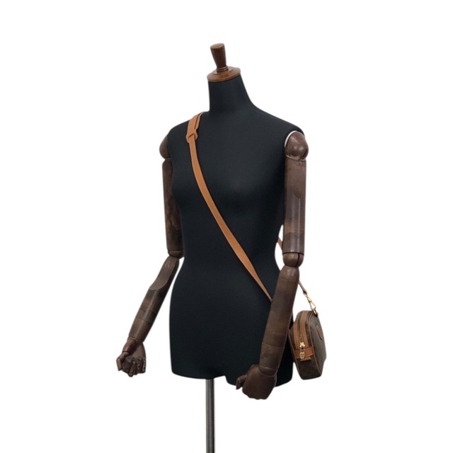 CELINE セリーヌ マカダム ショルダーバッグ ブラウン ブラゾン型押し PVC レザー vintage ヴィンテージ オールド f2gsiu
