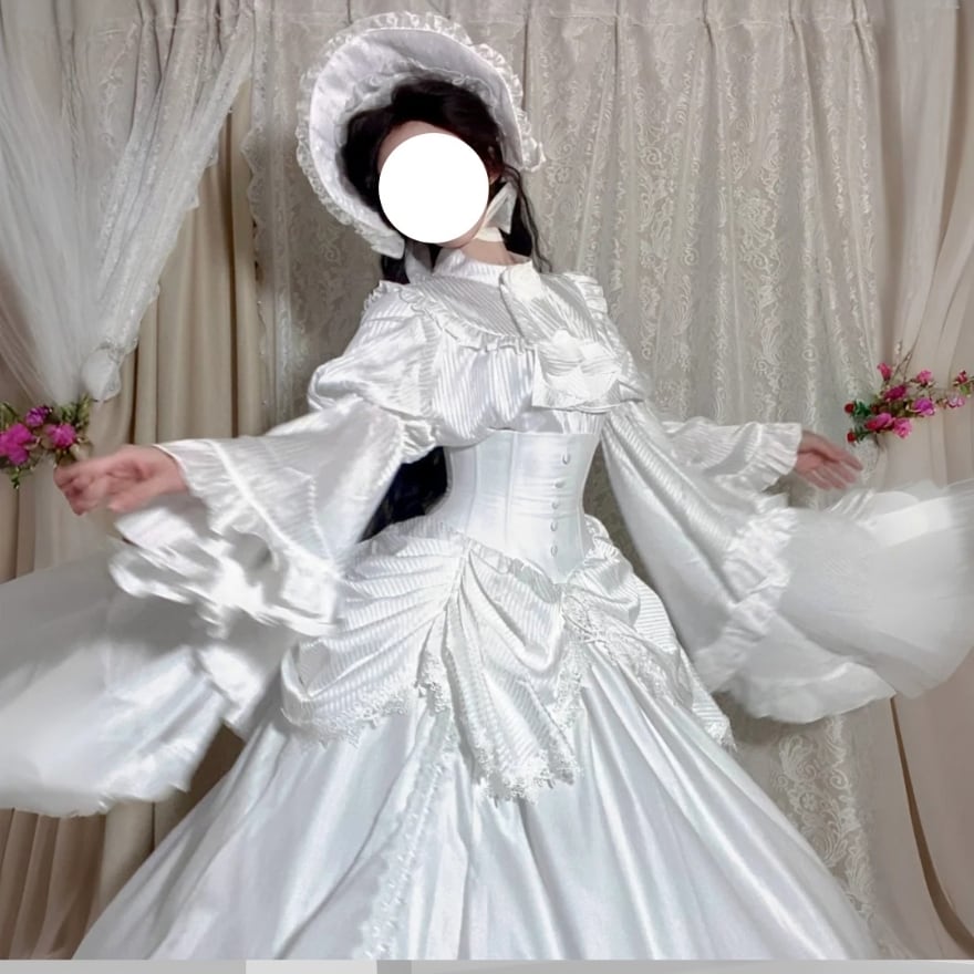 SEASONZ ゴスロリ 修道女風 ネッカチーフ付き ブラウス 姫袖 フリル ピンタック 大人ゴシック ダークファッション イベント衣装 お茶会 撮影会衣装