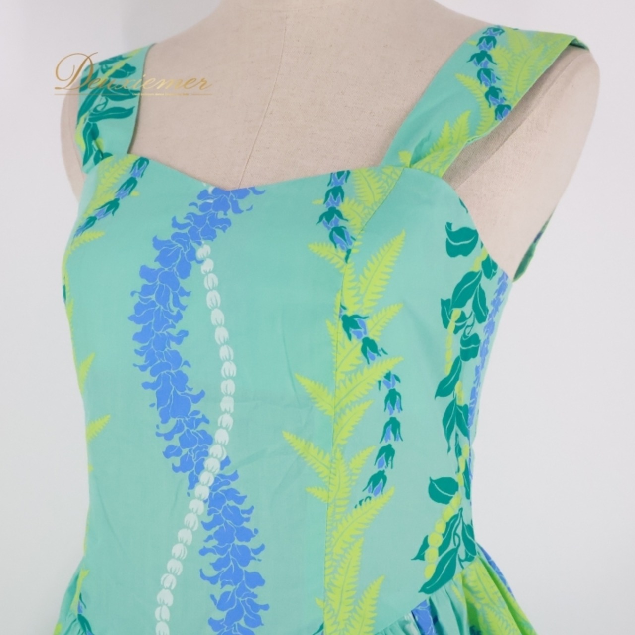 フラダンス 衣装 ワンピース ドレス ブルー系 ハワイアンプリント アロハ フラ ダンス 植物柄 練習 レッスン かわいい さわやか おしゃれ 上品 キャミソールドレス ふんわり グリーン系 パープル系 水色 緑 黄緑 紫 フリル フレア スカート カジュアル 女性用 パーティー コーディネート シンプル デザイン