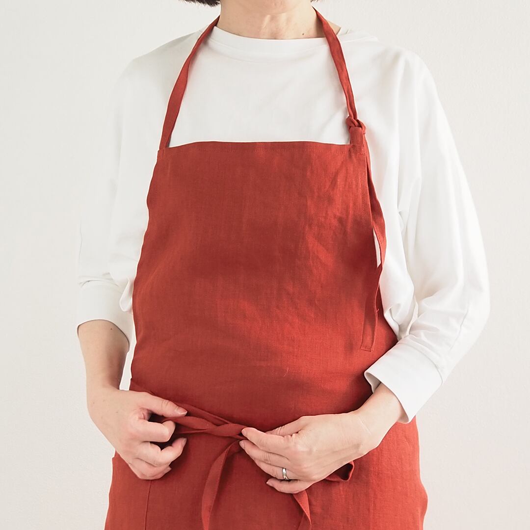 マイラン完売最高級リネンエプロンライラック