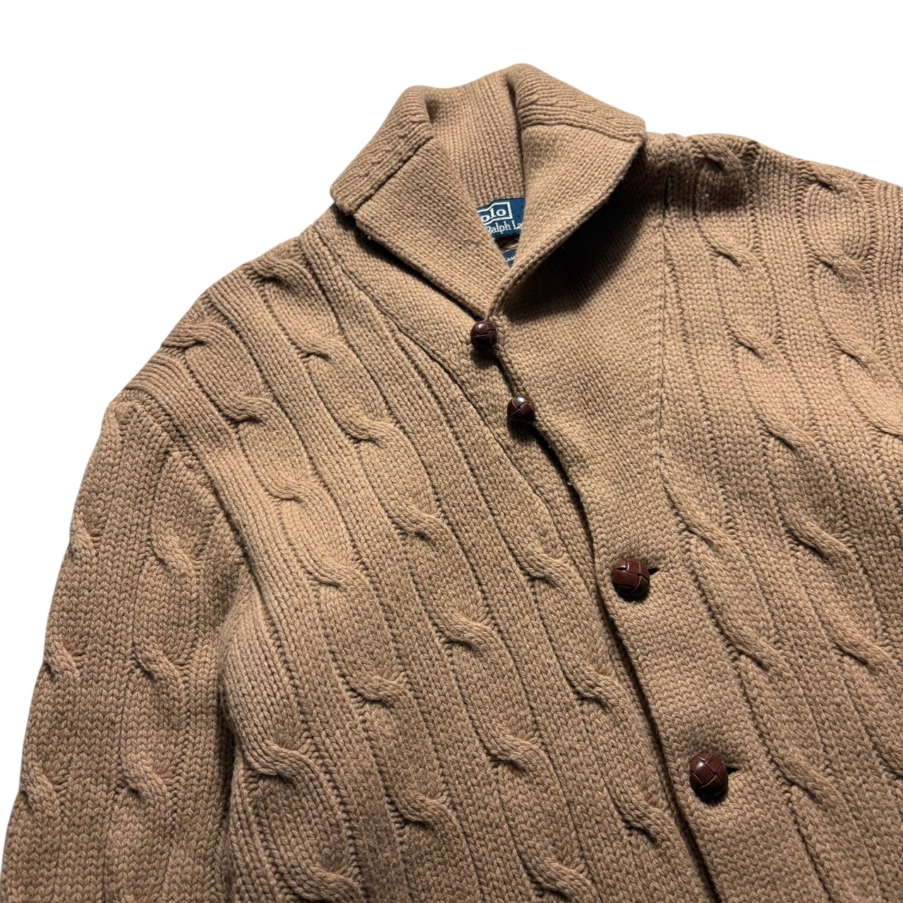 vintage POLO by RALPH LAUREN shawl collar cable knit cardigan