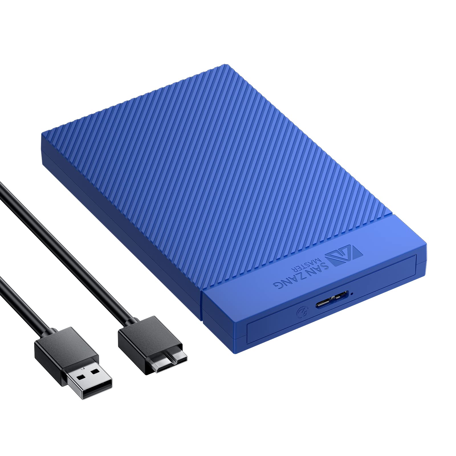 【特価処分】SAN ZANG MASTER 2.5インチ HDD ケース USB 3.0 SATA UASP対応 5Gbps転送 HDD外付けケース 2.5インチ SSDケース 4TB容量対応 ハードディスクケース 工具不要 バックアップ 9.5mm/7mm SATA HDD SSD 対応Windows Mac OS Linux対応 USB Micro-B To Aケーブル付属【2.5型専用】ブルー