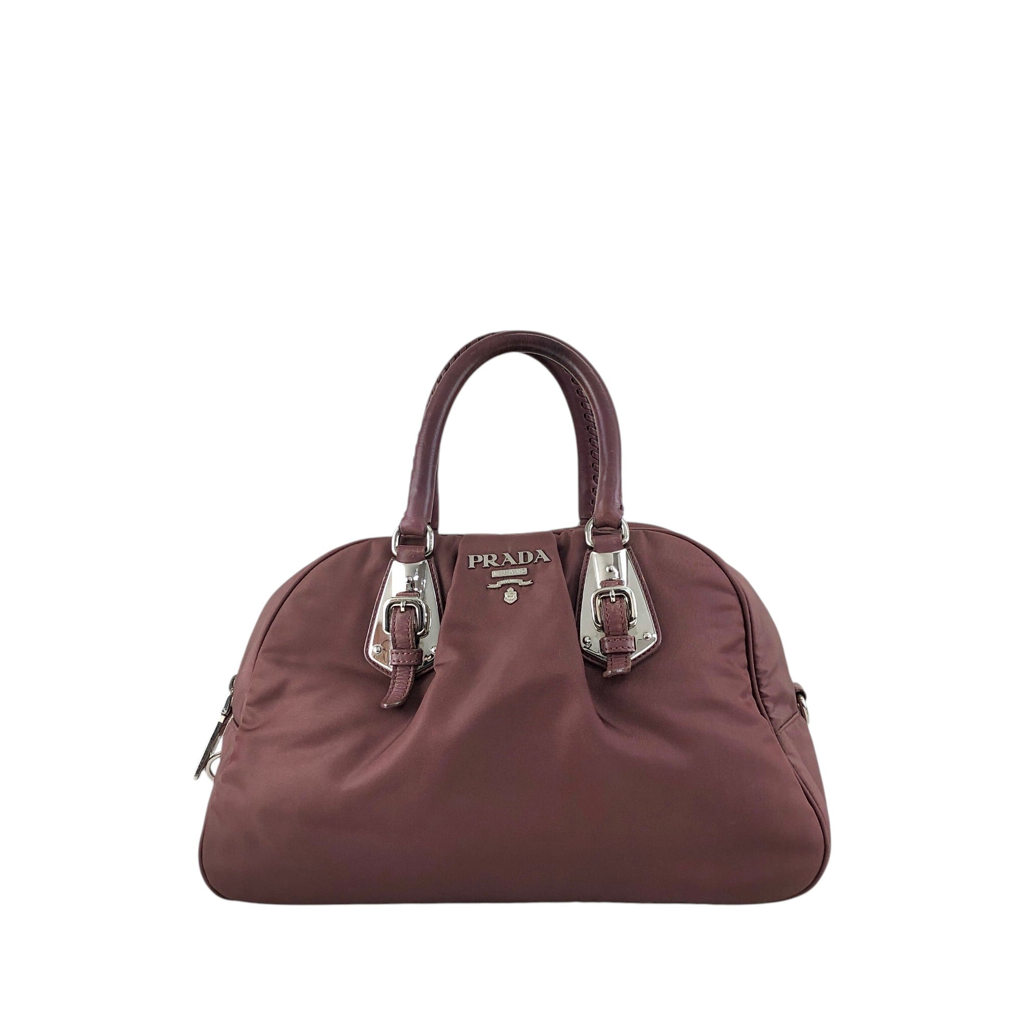 PRADA プラダ ハンドバッグ ブラウン ロゴ ナイロン ボストンバッグ
