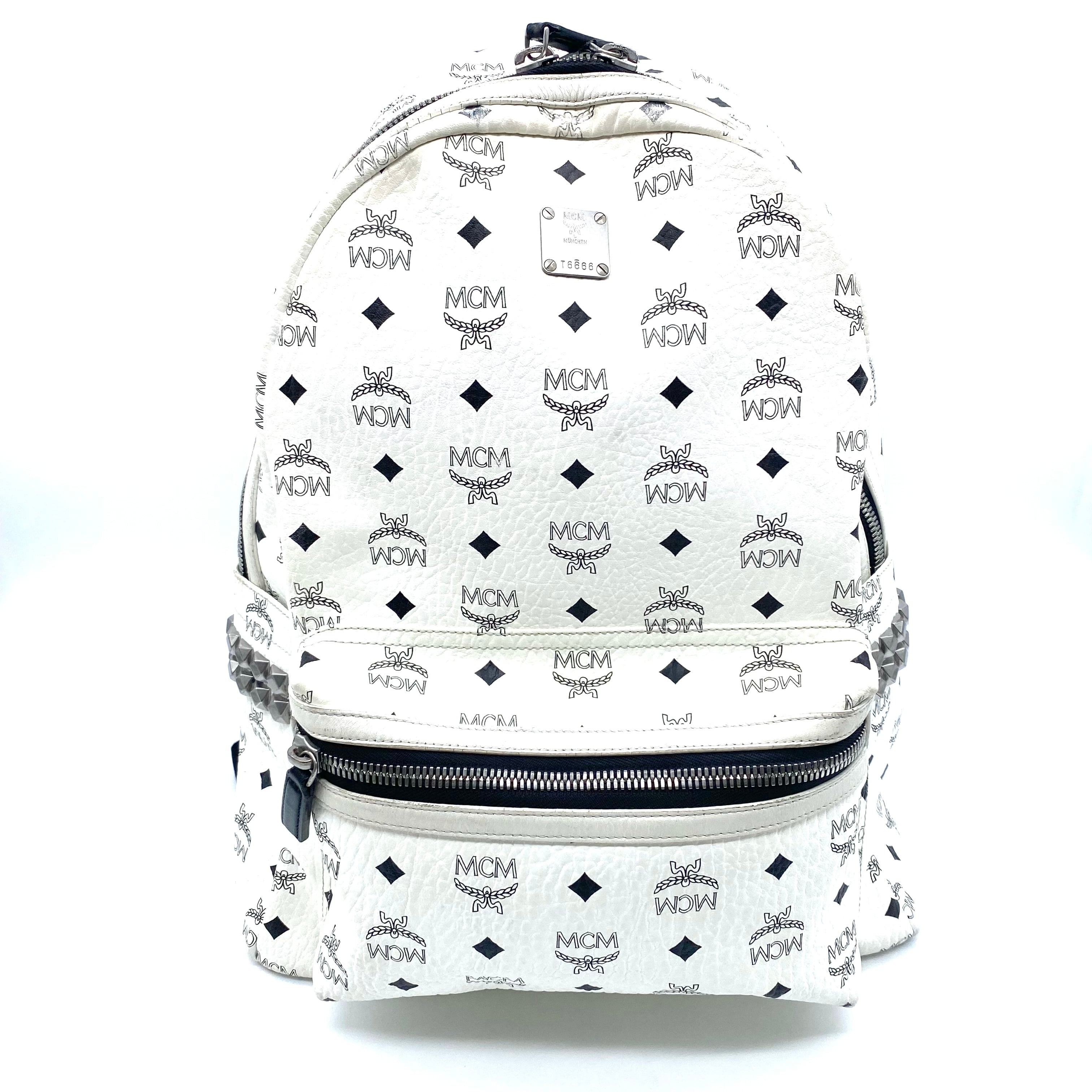 MCM Visetos Backpack White Medium / エムシーエム ヴィセトス バック