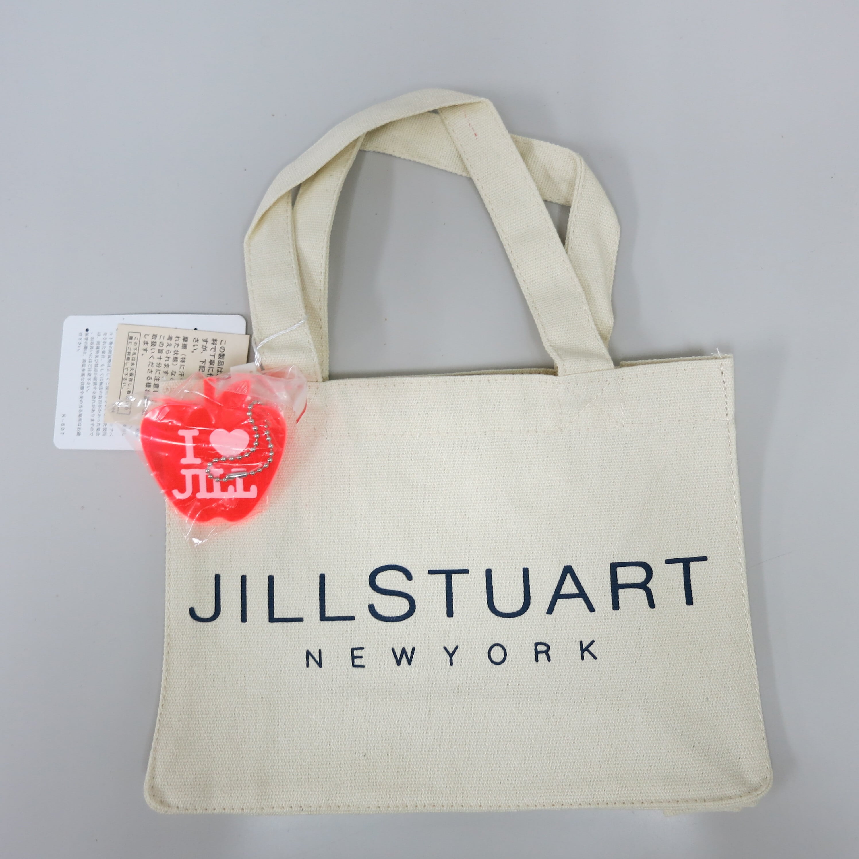 ジルスチュアート りんごバッチ付き トートバック アイボリー S