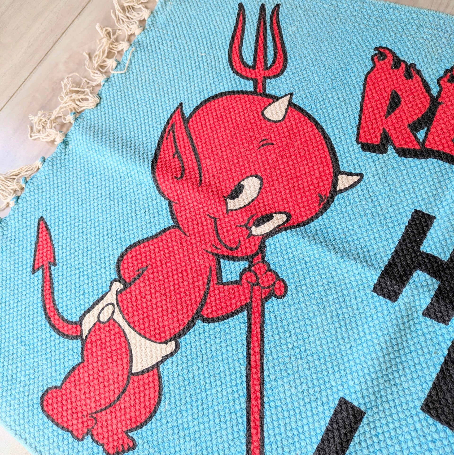 【 Hot Stuff the Little Devil ( ホットスタッフザリトルデビル ) 】 『Hottest Devil KID'S In Town』COTTON MAT /  コットンマット/ Floor Mat / フロアマット〚アメリカン雑貨 アメトイ〛