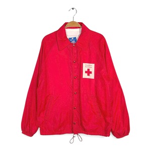 80s チャンピオン USA製 ヴィンテージ コーチジャケット 赤十字 アメリカンレッドクロス ナイロンジャケット CHAMPION サイズM 古着 DZ0807