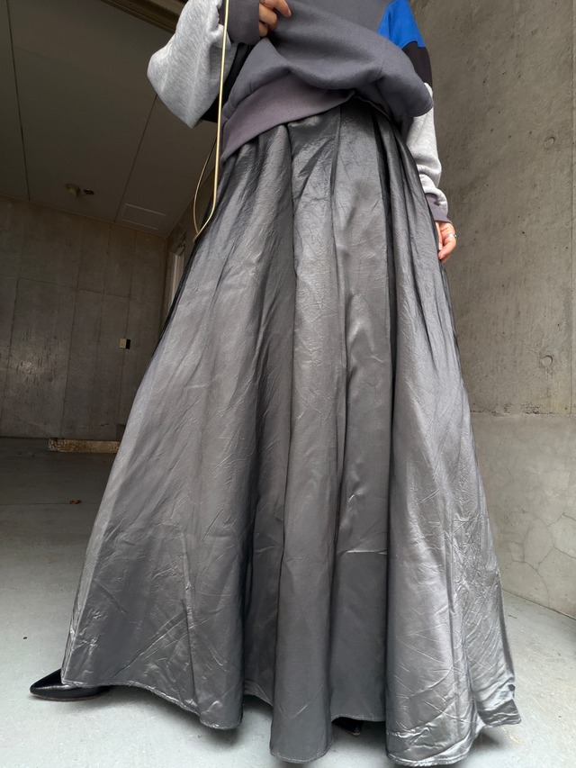 （SK044）Volume taffeta maxi skirt made in USA