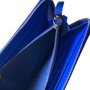 MAISON MARTIN MARGIELA ⑪ blue leather round zip wallet