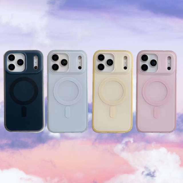 パステルカラー 2 in 1 iPhoneケース (ブラック/イエロー/ピンク/ブルー) | スマホケース iPhone ケース アイフォンケース | 機種 iPhone 14 15 16 17 Pro Max シリーズ | MagSafe対応