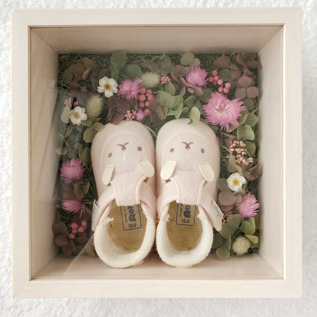 【Pink】Baby shoes box ／ Flower field of dried flowers