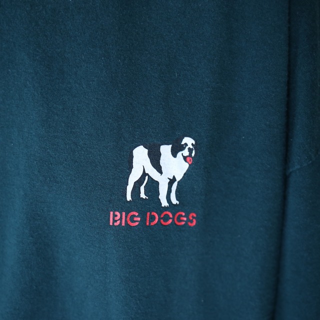 "BIG DOGS" beer bottle back printed over silhouette l/s tee