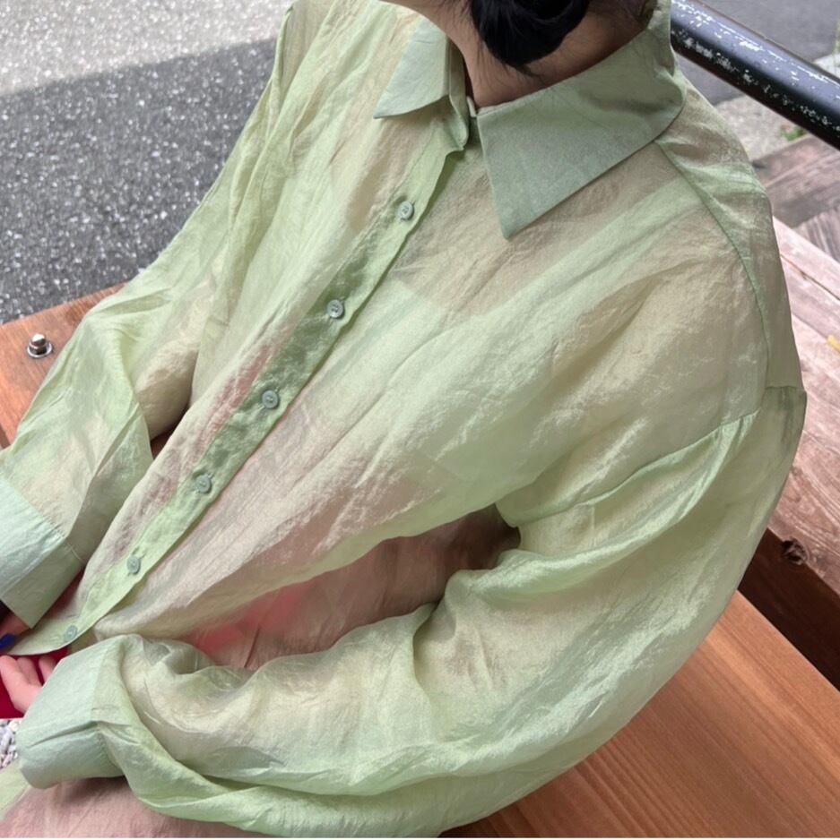 satin sheer shirt_LN01308