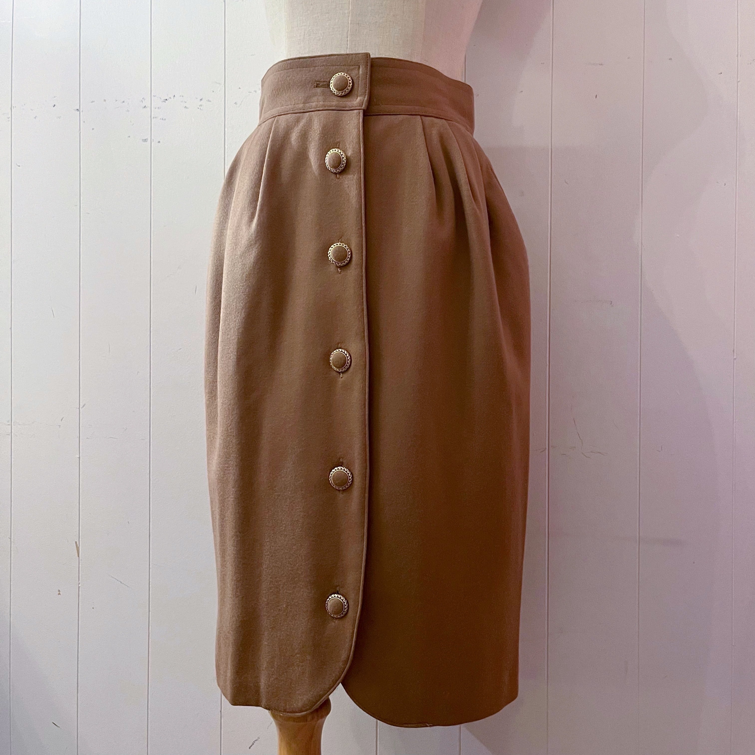 cream beige front button skirt