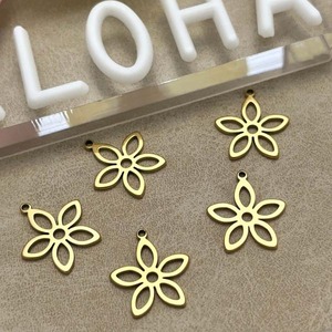 【2個】ステンレス製プルメリアフラワーラチャーム/花/