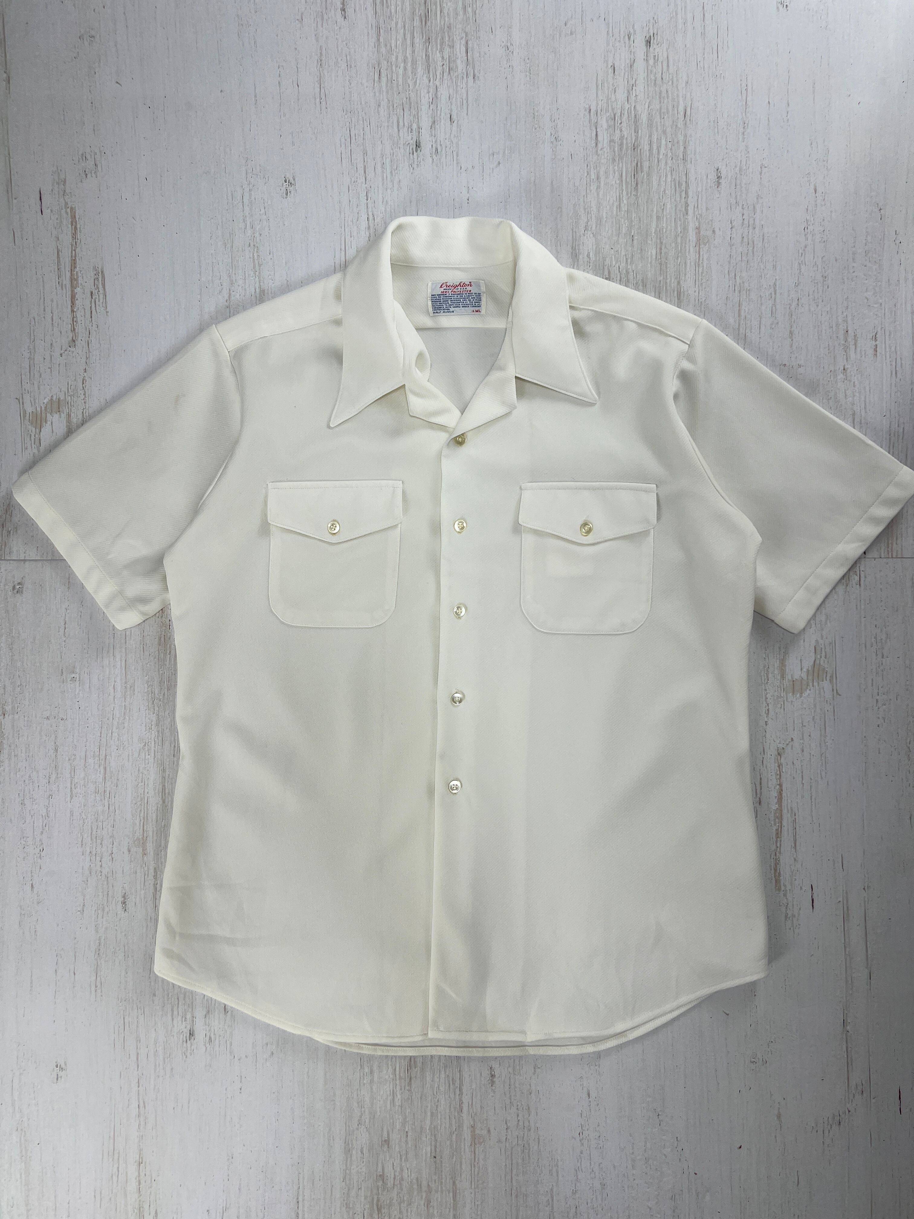 1970's〜1980's クレイトン 白 開襟シャツ USA製 #F969