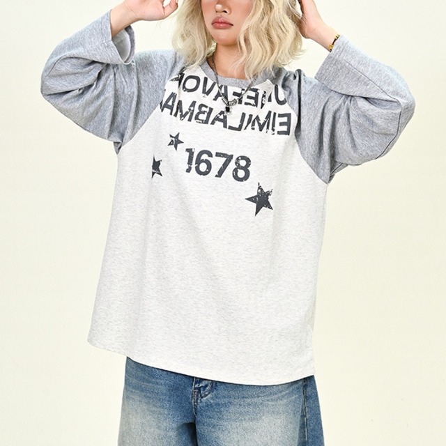 raglan fade print long tee　ラグランフェードプリントロンティー　J1217