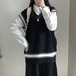 ✞ セーター ウィンター♡Vネックプルオーバー ノースリーブカラーストライプニット 冬物 ✞ゴスロリ SM ミリ 甘ロリ クラロリ 和ロリ エレガント 黒ロリ 姫ロリ 華ロリ BB-BB5824181965