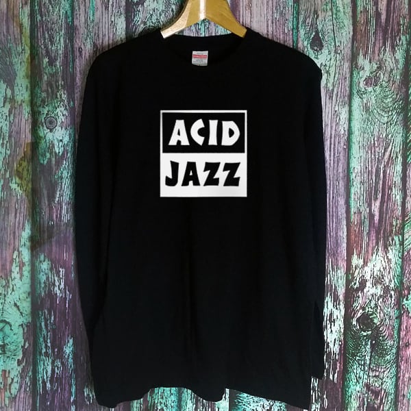 マ*ル様 ACID JAZZ ロングスリーブTシャツ (非売品、希少) ACID JAZZ アシッド・ジャズ 長袖 黒色 Tシャツ 選べる3サイズ M,L,XL