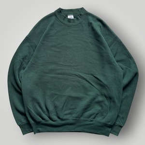 【USA製】90s BVD スウェット トレーナー クルーネック メンズ XL 濃緑/Green 無地 ブランク VINTAGE アメリカ製 裏起毛 オールド