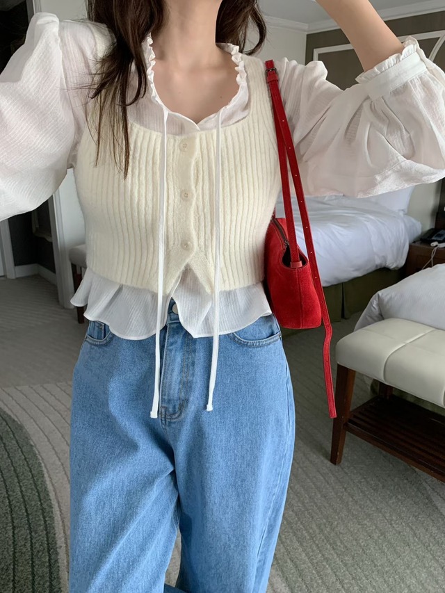 (予約) mellounge  / Coco mock blouse 2color