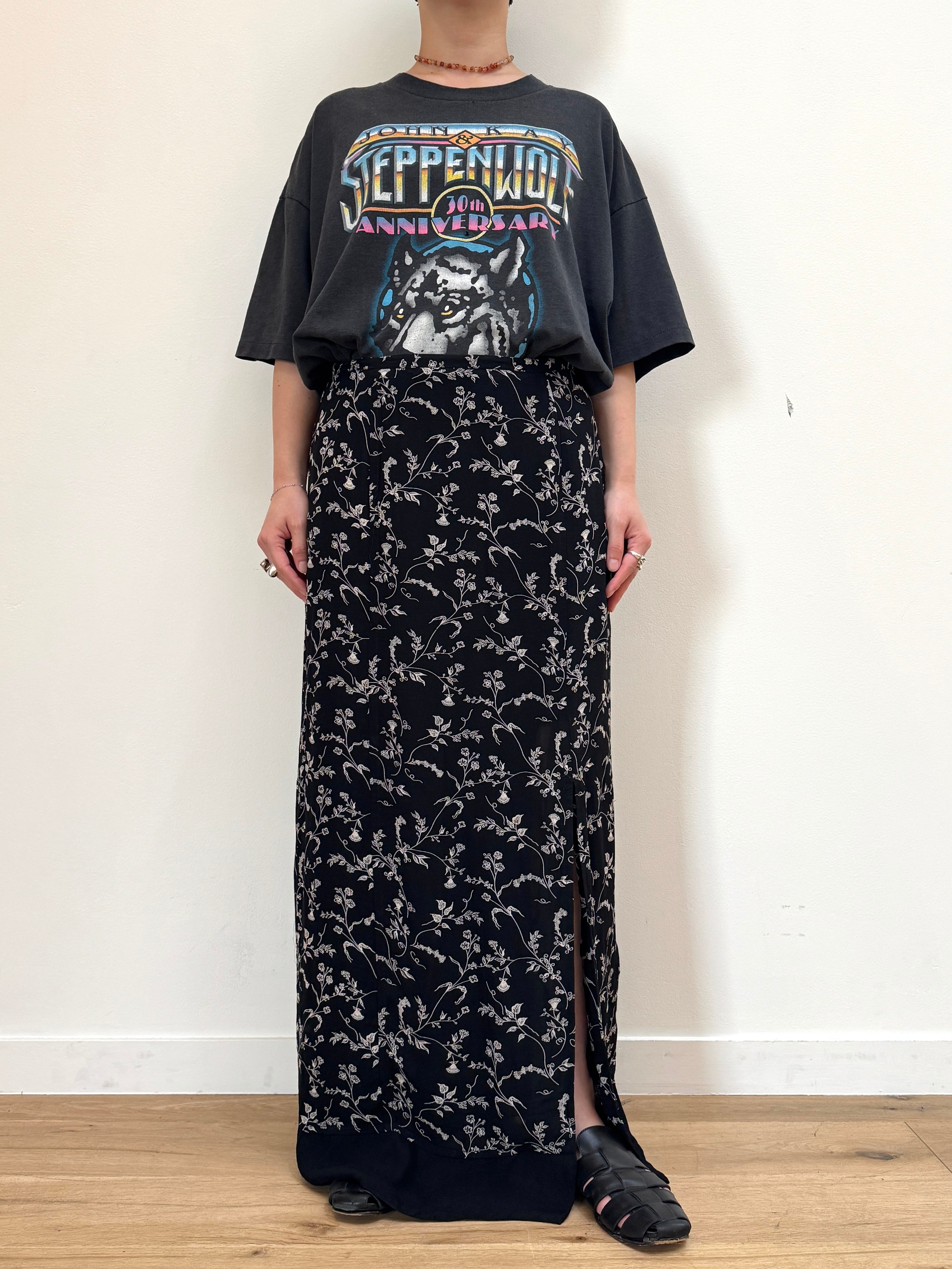 SK12-1 USED PAISLEY SKIRT -BLACK-