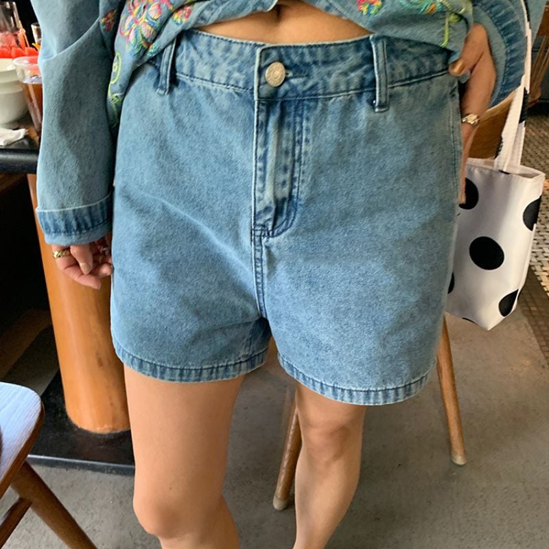 【SET UP可】High-waisted denim short pants 00461