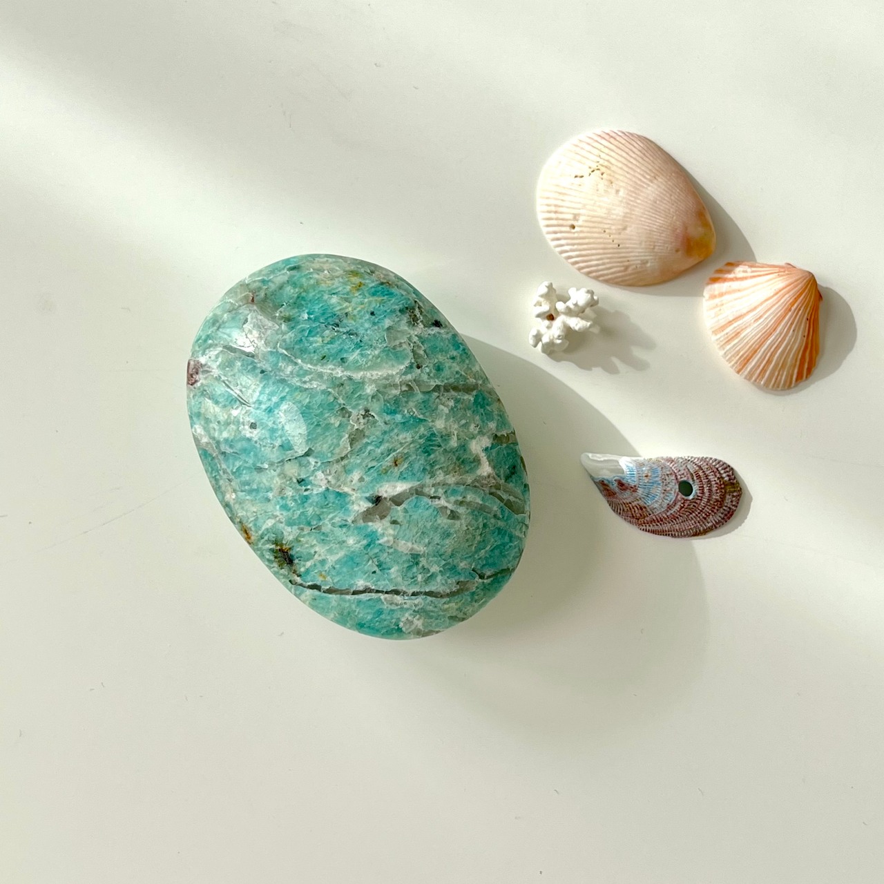 アマゾナイト＊スモーキークォーツ共生＊パーム6＊天然石＊天然石インテリア＊パワーストーン＊置き物