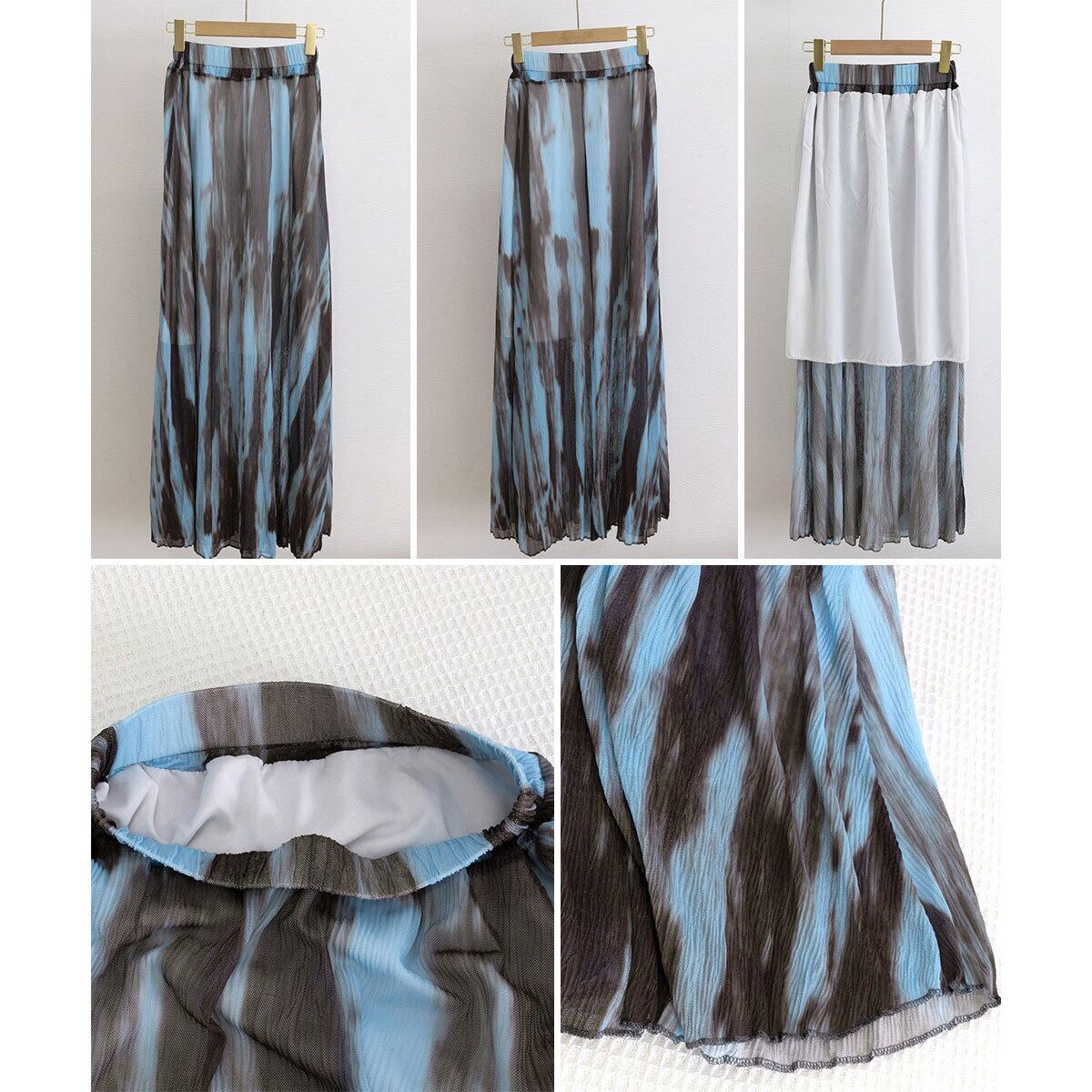 タイダイ柄 マキシスカート レディース 韓国 春夏 ロング スカート 大人 きれいめ かわいい おしゃれ ハイウエスト 体型カバー 軽やか Aライン ドレープ 大人可愛い 大人女子