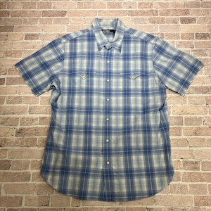 ⓀRALPH LAUEN S/S WESTERN CHECK SHIRT BLUE SIZE L