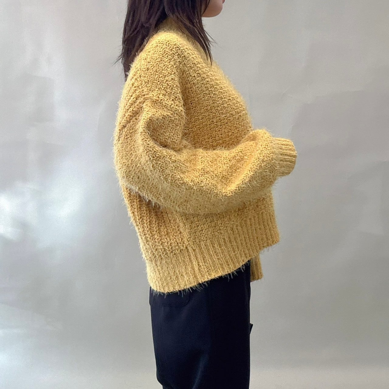 モックネックソフトニットプルオーバー