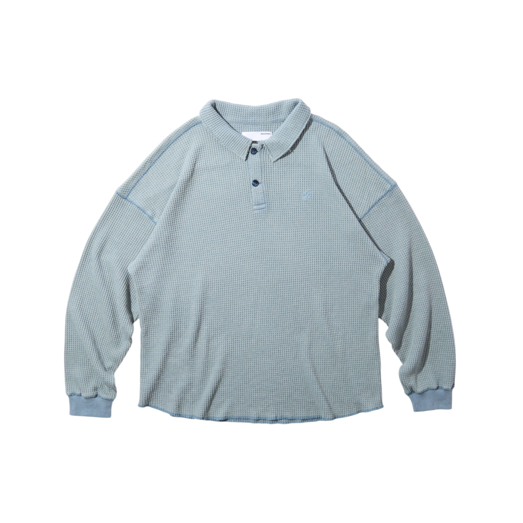 【Diaspora Skateboards】Waffle L/S Polo(SAX)〈国内送料無料〉
